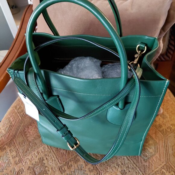 Coach Green Leather Tote New with Tags - Picture 6 of 12